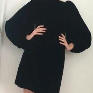 Jill Stuart black crushed velvet balloon sleeve dress Size 8 Glam Whimsigoth